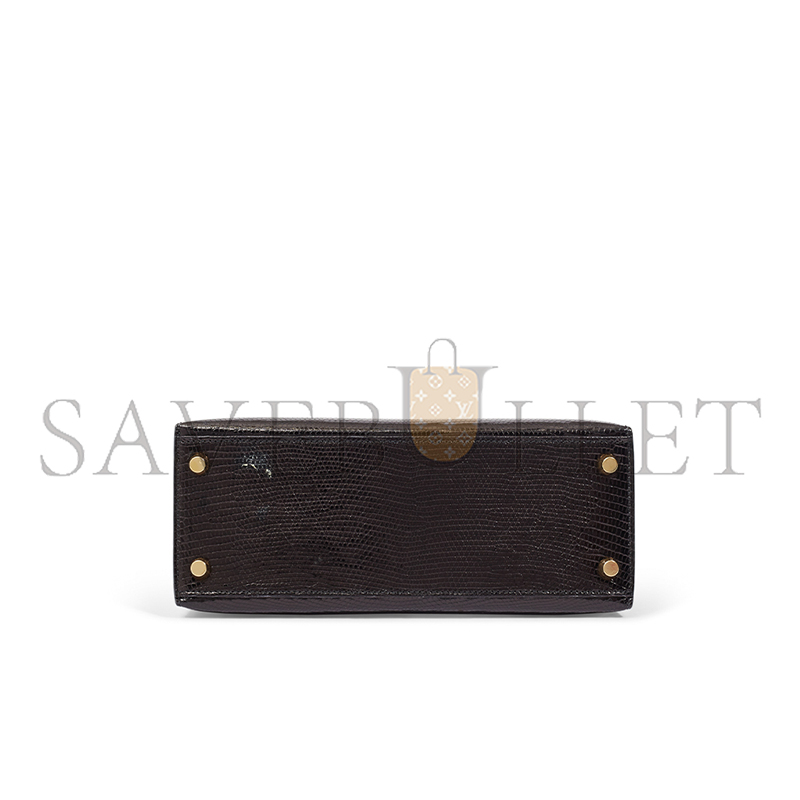 H**mes master kelly 25 black lizard leather gold buckle (25*17*7cm)